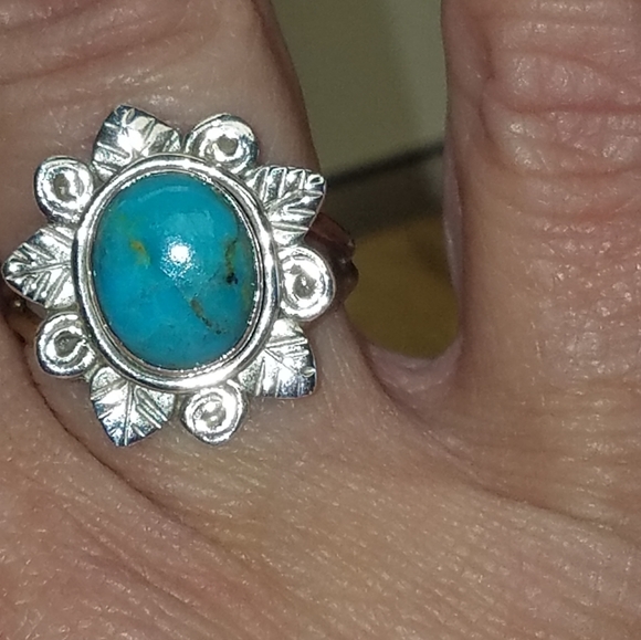 New Turquoise Sterling silver Ring size 7.5 - Picture 2 of 5